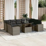 Cumpara ieftin Set mobilier de grădină cu perne, 10 piese, gri, poliratan