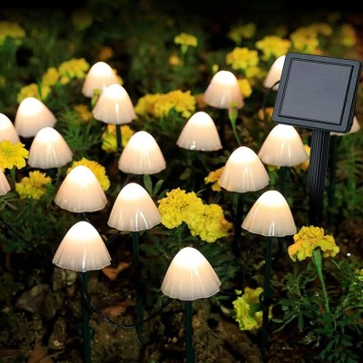 Set 30 lampi solare LED Rovo 01-Alb, ciupercute, lumina alb cald, 6.5 m, 8 moduri foto