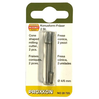 Set freze din otel-wolfram-vanadiu de forma conica Micromot Proxxon 28723, O4-O6 mm, 2 bucati foto