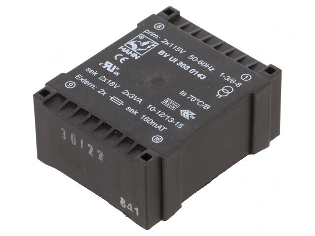 Transformator &Icirc;ncapsulat 6VA 115V 18V 166mA