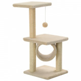 Cumpara ieftin Ansamblu pentru pisici, stalpi cu funie de sisal, bej, 65 cm