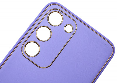 Husa eleganta din piele ecologica pentru Samsung Galaxy S21 Plus cu accente aurii, Lila foto