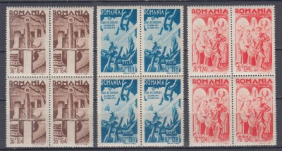 ROMANIA 1943 LP 154 I CONSILIUL DE PATRONAJ BLOCURI DE 4 TIMBRE MNH foto