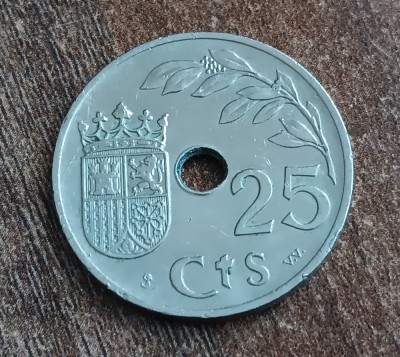 C50 - Moneda foarte veche - 25 centimos ante euro - Spania - 1937 foto