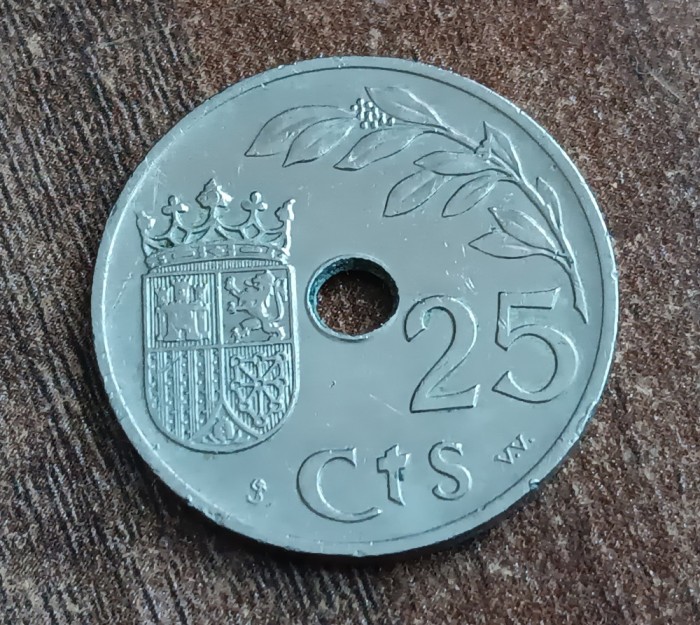 C50 - Moneda foarte veche - 25 centimos ante euro - Spania - 1937
