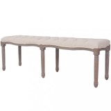Cumpara ieftin Bancă, alb crem, 150x40x48 cm, p&acirc;nză și lemn masiv