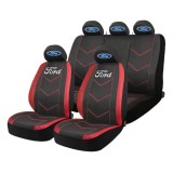 Set Huse Scaune Universale HLX6 Compatibile cu Ford &ndash; Negru/Rosu