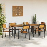 VidaXL Set de masă pentru grădină 7 pcs negru și maro 200 x 90 x 75 cm 3284419