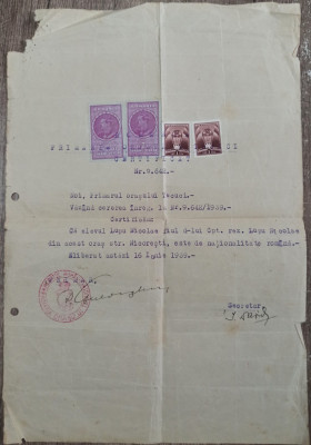 Certificat nationalitate romana, Primaria Tecuci 1939 foto