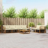 vidaXL Set de canapele de exterior cu pernă 7 pcs Natural și Crem 3369205