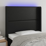 Cumpara ieftin Tăblie de pat cu LED, negru, 103x16x118/128 cm, piele ecologică