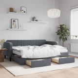 VidaXL Pat de zi cu extensie și sertare gri &icirc;nchis 80x200 cm catifea