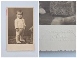 Fotografie format CP: Atelier Fotofilm Cluj, Portret de copil / Complimente de la Dorina C. Bojogescu / 1933, Transilvania / Romania