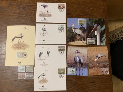 malawi - pasari - serie 4 timbre MNH, 4 FDC, 4 maxime, fauna wwf foto