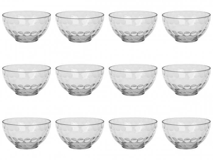 Set boluri, 12 piese, 350 ml, Plastic, Transparent