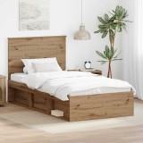 Cumpara ieftin Cadru de pat Stejar Artizanal 100 x 200 cm Lemn de pin masiv