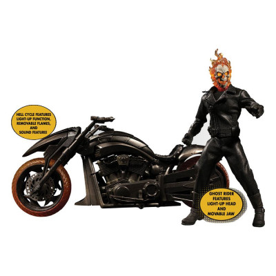 Ghost Rider Action Figure &amp;amp; Vehicle with Sound &amp;amp; Light Up 1/12 Ghost Rider &amp;amp; Hell Cycle foto