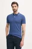 Geox tricou polo barbati, culoarea albastru marin, neted, M5510R T3236