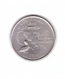 Moneda SUA 25 centi/quarter dollar 2002 D, Louisiana 1812, stare foarte buna, America de Nord, Nichel