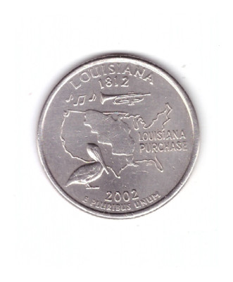 Moneda SUA 25 centi/quarter dollar 2002 D, Louisiana 1812, stare foarte buna foto