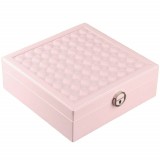 Cutie caseta eleganta Pufo Glam cu oglinda pentru depozitare si organizare bijuterii, 25 x 25 cm, roz