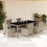 Gossi set mobilier gradina perne 7 piese gri deschis poliratan/sticla