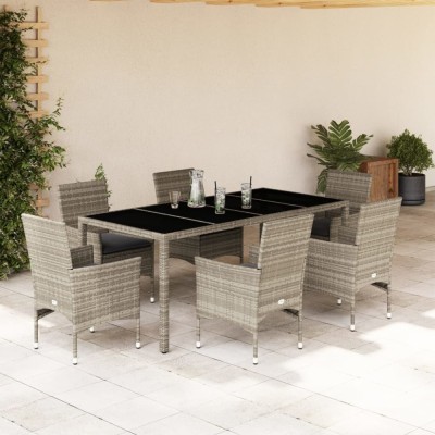 Gossi set mobilier gradina perne 7 piese gri deschis poliratan/sticla foto