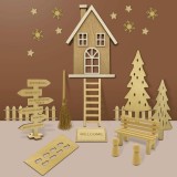 Set de mini-decoratiuni pentru Craciun Heimcore, lemn, natur, 25 piese
