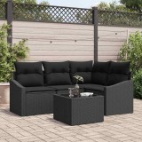 VidaXL Set de canapele pentru grădină 5 pcs Negru Rattan poli