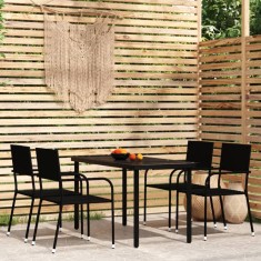 vidaXL Set de mobilier pentru gradina, 5 piese, negru foto