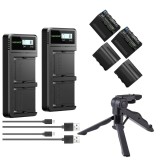 Cumpara ieftin Pachet 2 incarcatoare rapide dual NEEWER USB-C cu 4 baterii NP-F970 6600mAh, compatibil Sony NP-F550 NP-F570 NP-F750 NP-F970 si mini trepied inclus