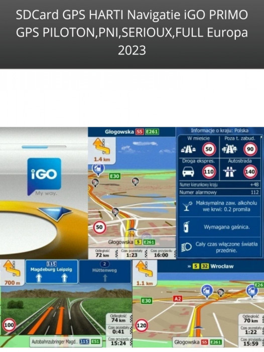 SD Card GPS HARTI Navigatie iGO PRIMO GPS PILOTON,PNI,SERIOUX,FULL Europa 2024