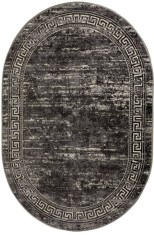 Covor Oval Model Mira 24001-190, Marime 60 x 110 cm, Gri, Inaltime Fir 6 mm, Antialergic, Polipropilena, Living, Dormitor, Sufragerie, Birou