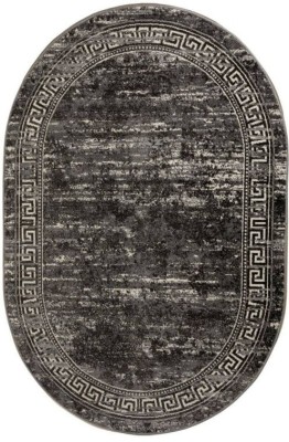 Covor Oval Model Mira 24001-190, Marime 60 x 110 cm, Gri, Inaltime Fir 6 mm, Antialergic, Polipropilena, Living, Dormitor, Sufragerie, Birou foto