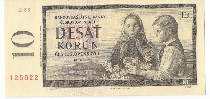 Bancnota 10 korun 1960 - Cehoslovacia, XF/aUNC