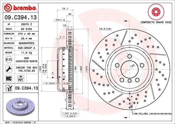 BREMBO 09.C394.13 PRIME LINE - Composite Disc frana