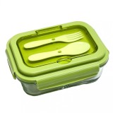 Cutie Alimente LUNCH BOX, 3 compartimente sticla cu Lingurita si Furculita, 1000 ml, Jovy