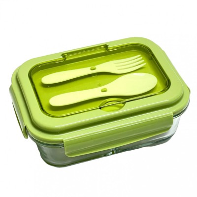 Cutie Alimente LUNCH BOX, 3 compartimente sticla cu Lingurita si Furculita, 1000 ml foto