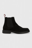 HUGO botine din piele intoarsa Iker barbati, culoarea negru, 50497807