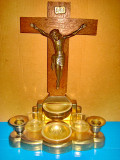 9450-Crucifix suport stative apa sfintita-lumanari si paharele.