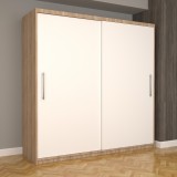 Dulap Dormitor Nova Eco 200 cm x 200 cm fara oglinda, sonoma cu usi glisante albe