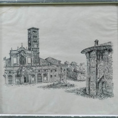La fontana di S. Maria din Cosmedin - litografie