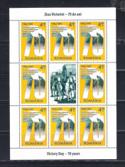 ROMANIA 2015 - ZIUA VICTORIEI, 70 DE ANI, MINICOALA 2, MNH - LP 2065b foto