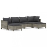 Cumpara ieftin Set mobilier de gradina cu perne, 6 piese, gri, poliratan