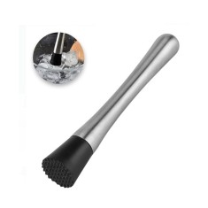 Pistil metalic pentru cocktail, de culoare argintie, cu baza din plastic negru