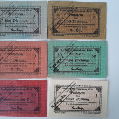 Notgeld Germania Reich 1 2 5 10 25 50 Pfennig Augsburg 1919 bancnote bani vechi