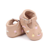 Pantofiori crem cu floricele brodate (Marime Disponibila: 3-6 luni (Marimea 18