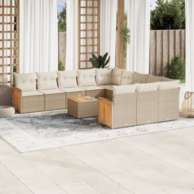 vidaXL Set canapele de grădină cu perne, 12 piese, bej, poliratan 3228116 foto