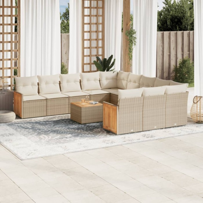 vidaXL Set canapele de grădină cu perne, 12 piese, bej, poliratan 3228116