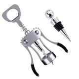 Cumpara ieftin Set tirbuson profesional vin cu parghie din otel inoxidabil, dop sticla reutilizabil, accesoriu deschidere sticle, argintiu